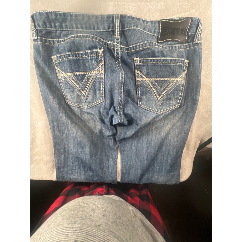 Rock &‎ Roll Denim Pistol Bootcut Jeans Mens 40x30 Medium Wash Thick Stitch Blue